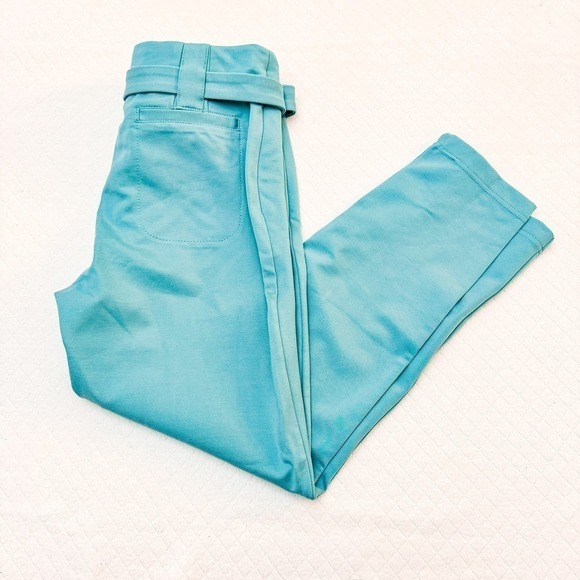 Betabrand Belted Blue Cropped Slack Pants Size Med Petite - Picture 7 of 7